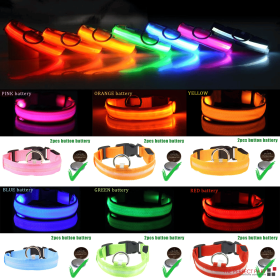 LED Adjustable Dog Collar Blinking Flashing Light Up Glow Pets Safety Waterproof (Color: yellow, size: XS)