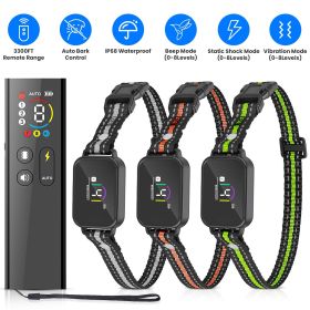 2-in-1 Dog Shock and Bark Collar Dog Training Collar with Remote 1/2/3 Collars(Options) Rechargeable IP68 Waterproof with 3 Channels for Medium and Sm (Type: With 3 Collar)