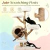 5-Tier Wooden Cat Tree Condo with Plush Perches Jute Posts And Balls Woven Design for Cats Furniture