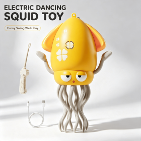 Rechargeable Electric Dancing Squid Toy, Pull-String Walking Swing Squid Novelty Toy, Funny Interactive Stress Relief Ocean Toy for Kids & Adults (style: Electric Dancing Squid Toy Yellow)
