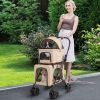 Double Pet Stroller Foldable 3-in-1 Dog Stroller with 2 Detachable Carriers