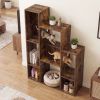 Modern Cat Bookshelf Cat Tree 8-Section Storage Cabinet with 2 Round Holes